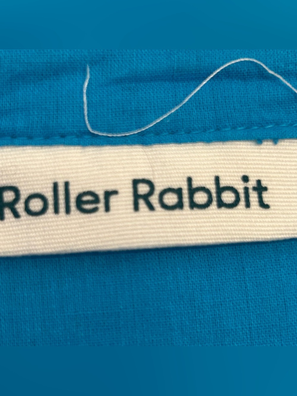 Roller Rabbit Bright Blue Cotton Tiered Dress with Orange Embroidery Size Large - Picture 3 of 13